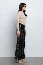 YVETTE RIBBED HOOK & EYE LONG SLEEVE TOP