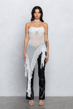 FRANKIE RUFFLE LACE TUBE TOP - WHITE