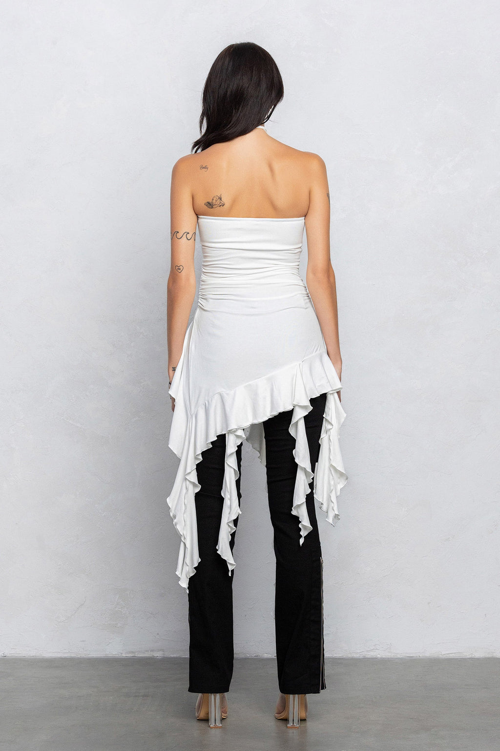 FRANKIE RUFFLE TUBE TOP - WHITE