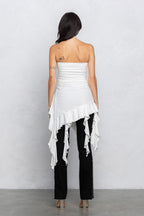 FRANKIE RUFFLE TUBE TOP - WHITE