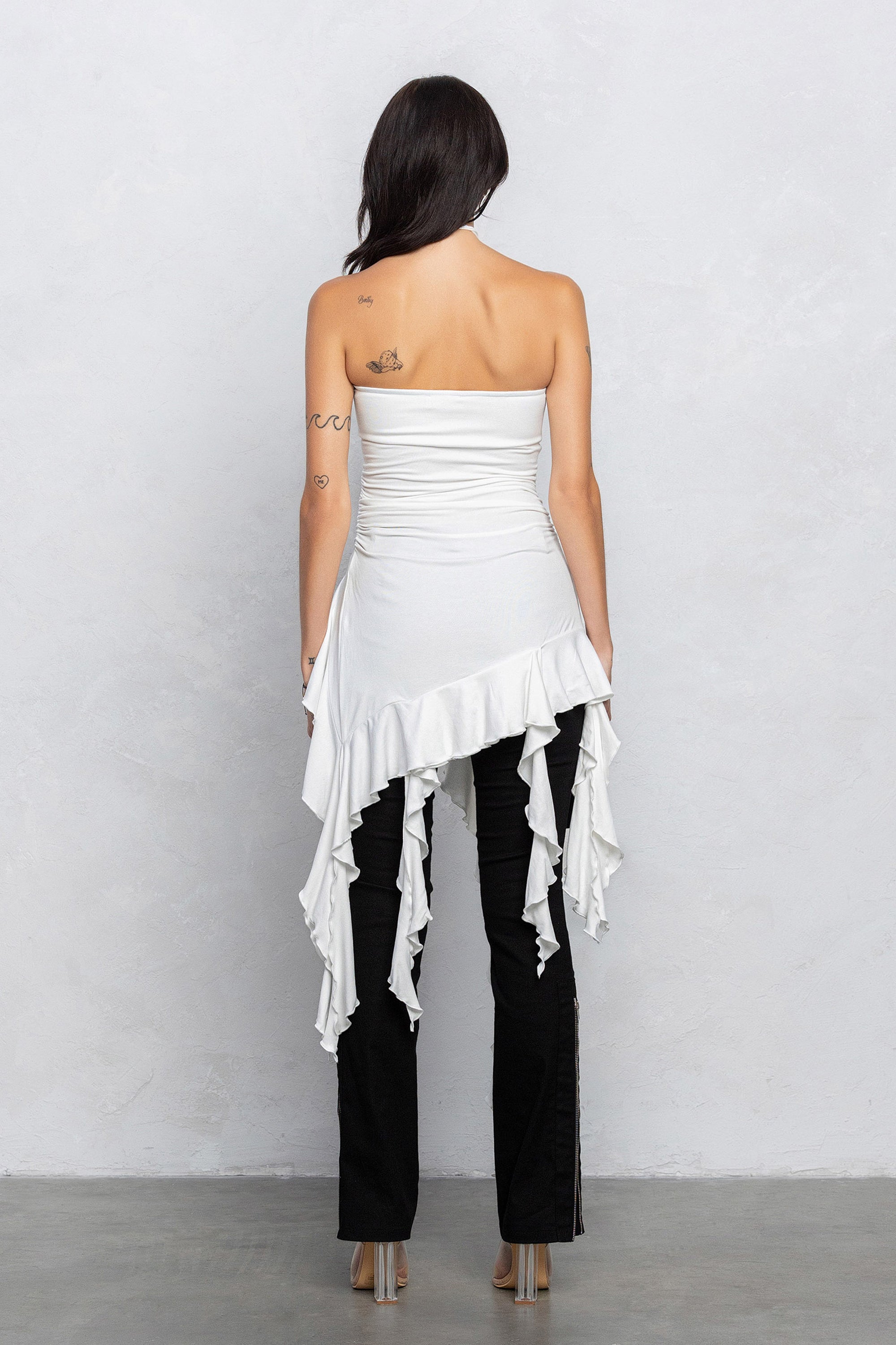 FRANKIE RUFFLE TUBE TOP - WHITE