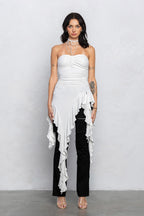 FRANKIE RUFFLE TUBE TOP - WHITE