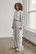 ASPEN BOW TIE WIDE SWEATPANTS - HEATHER GREY