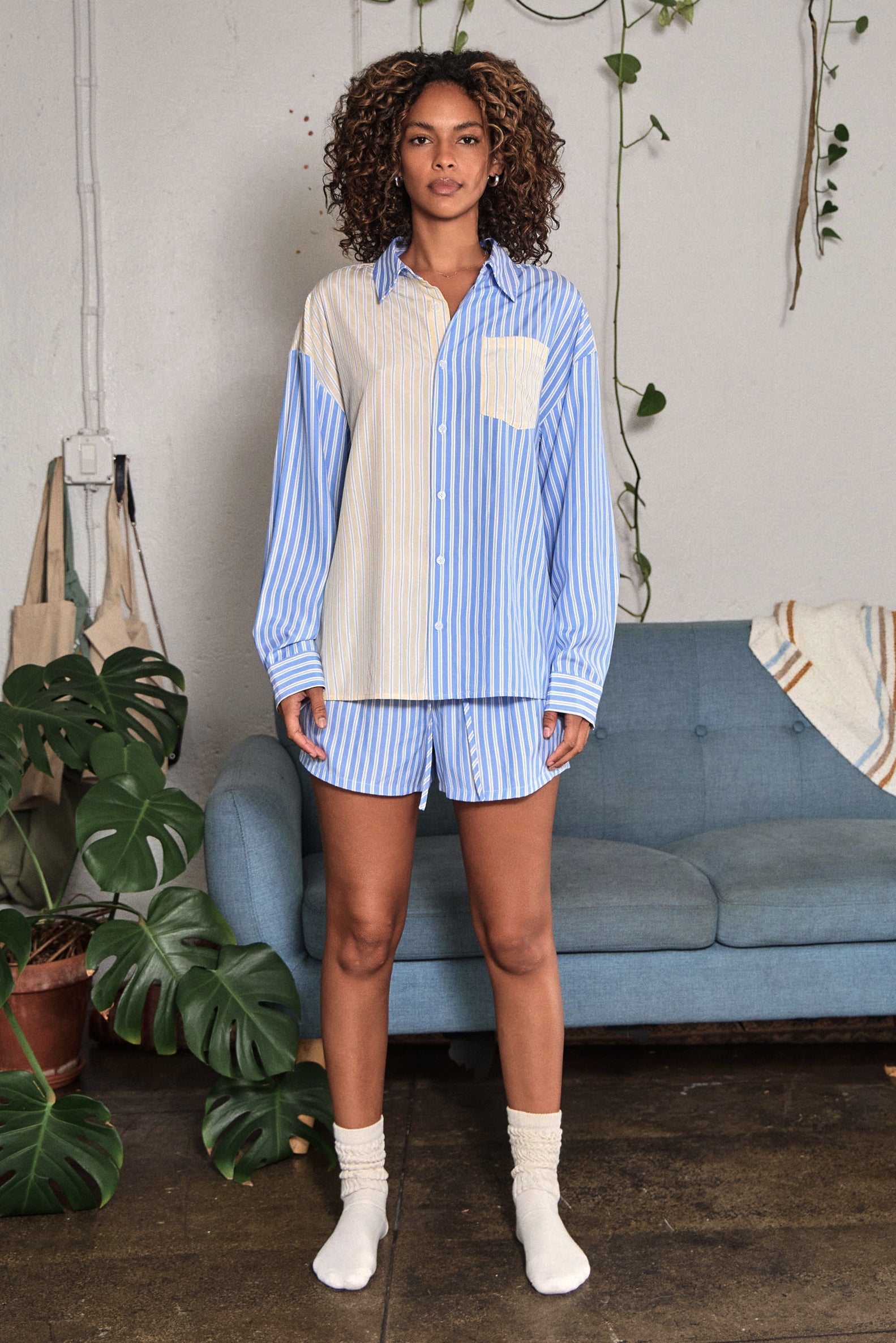 BAILEY COLORBLOCK STRIPED SHIRT - BLUE/YELLOW