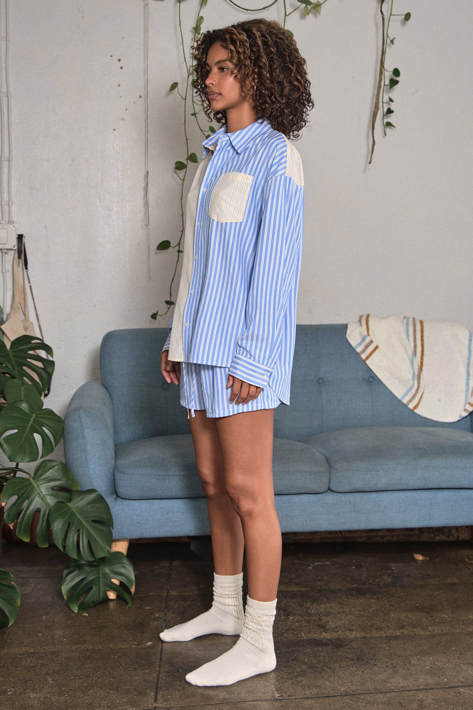 BAILEY COLORBLOCK STRIPED SHIRT - BLUE/YELLOW