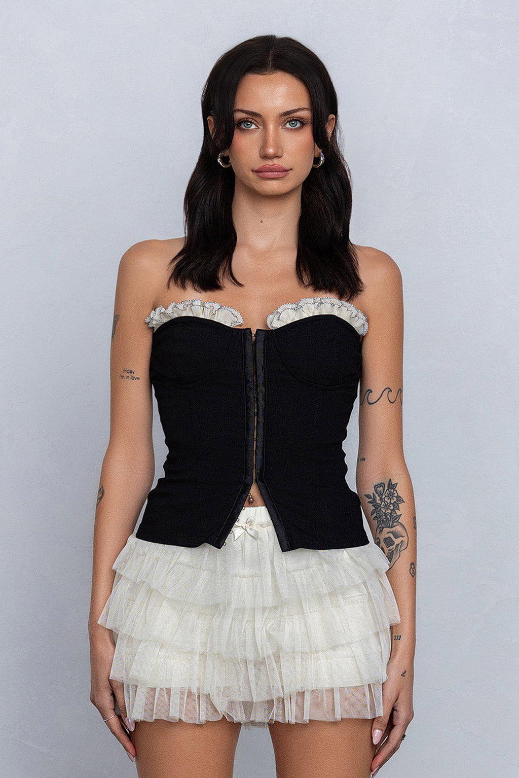 DAHLIA FRILL HOOK & EYE BUSTIER