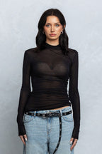 SELENE SHEER LONG SLEEVE TOP