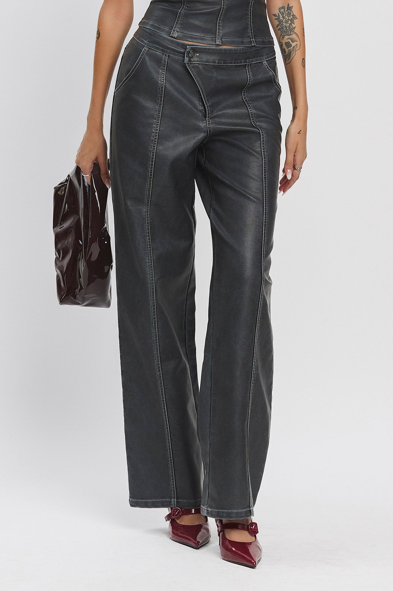 ZARAH WASHED FAUX LEATHER PANTS