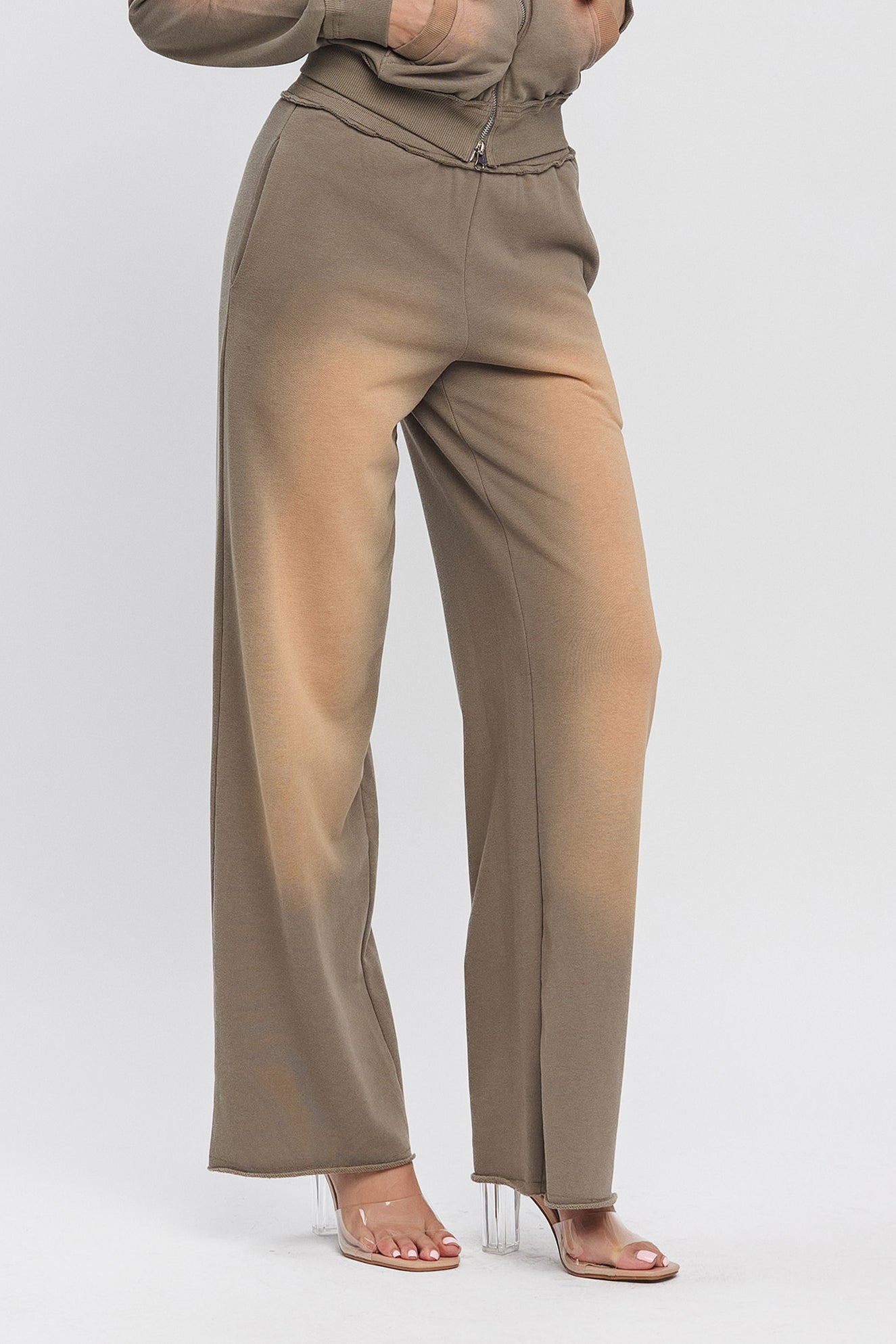 HAZE WASHED FRENCH TERRY SWEATPANTS - OLIVE