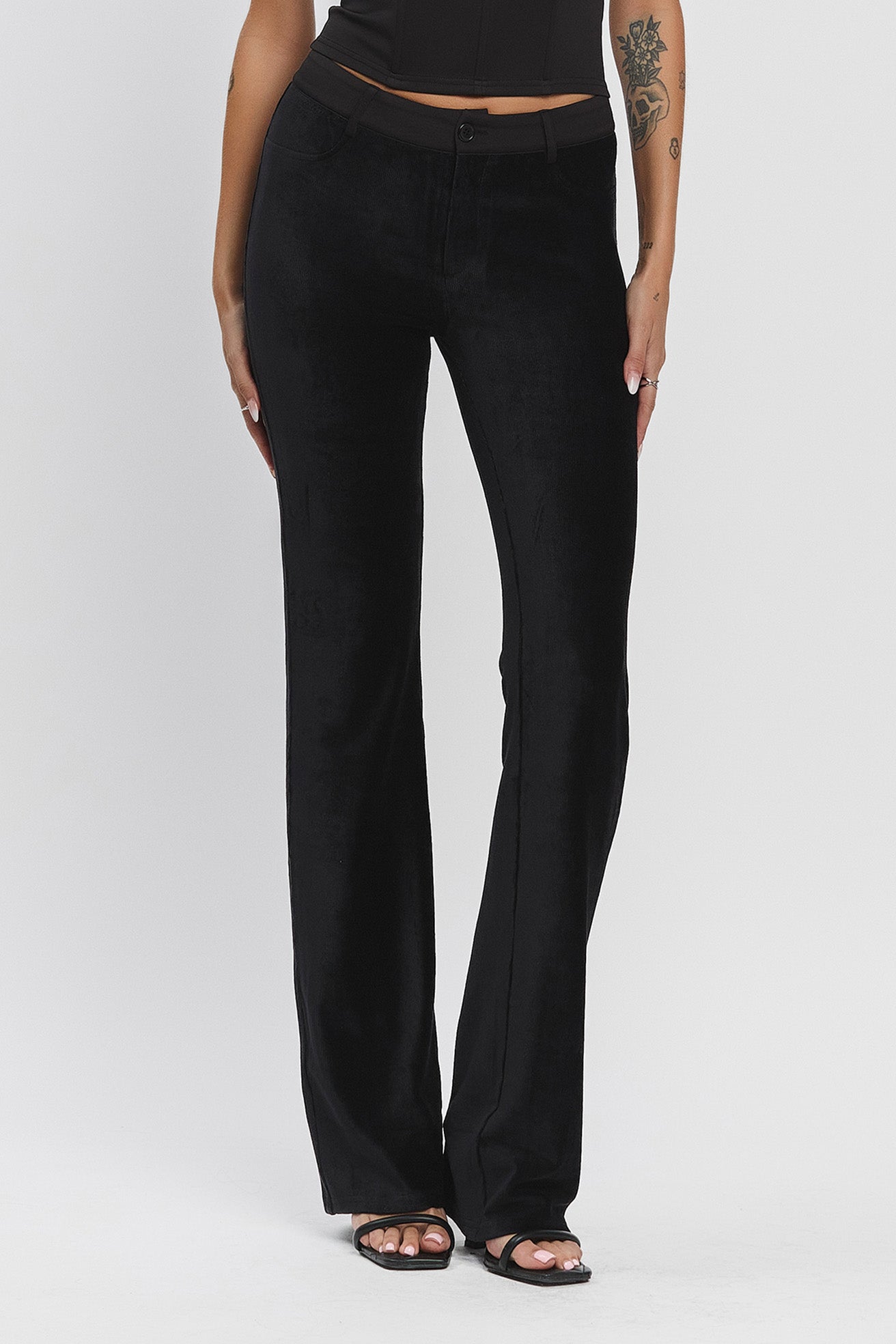 VIVIENNE STRETCH CORDUROY PANTS - BLACK