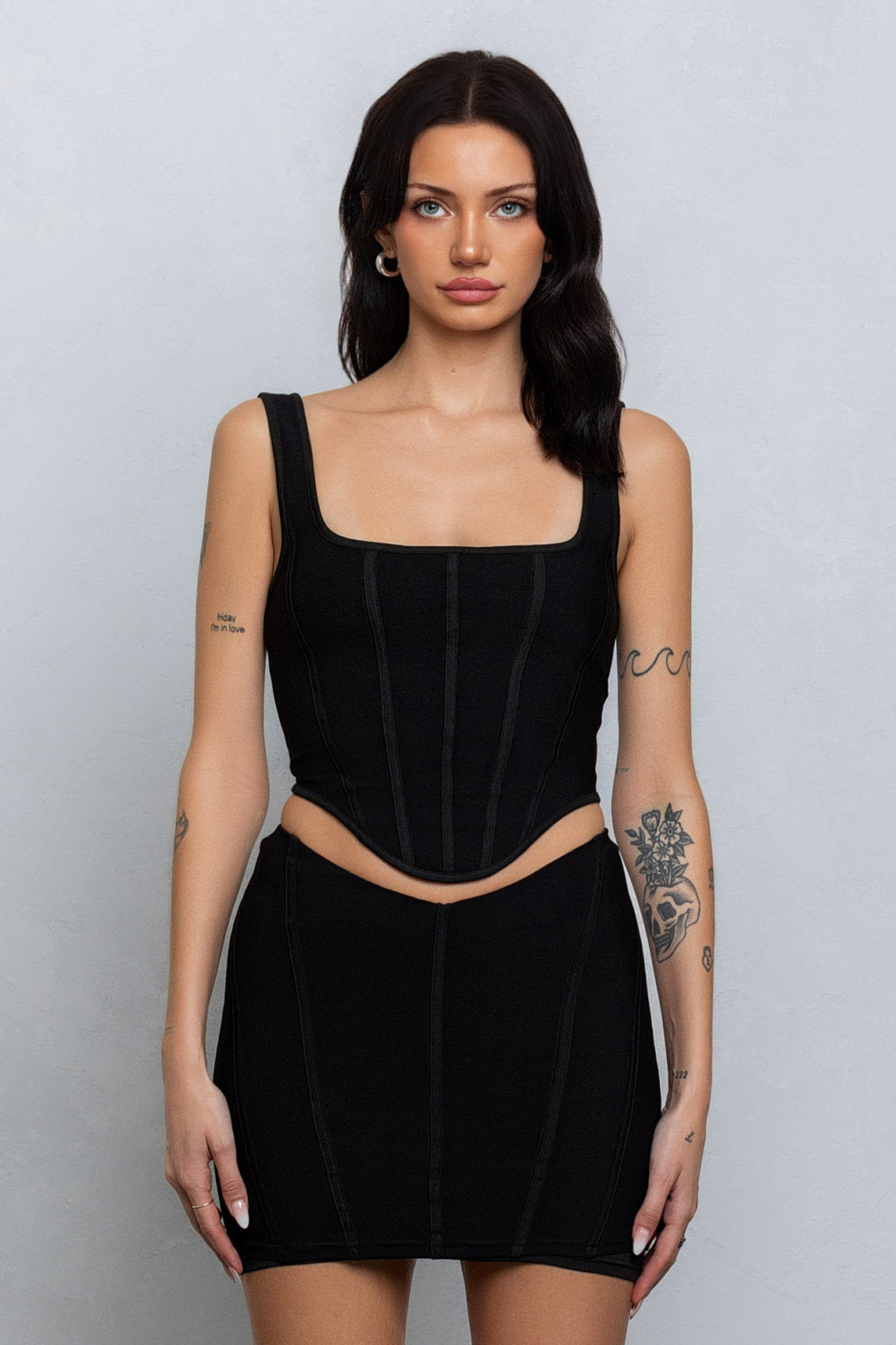 IRIS SLEEVELESS MESH TOP - BLACK