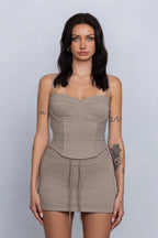 JOZIE FRENCH TERRY SLEEVELESS TOP - CLAY