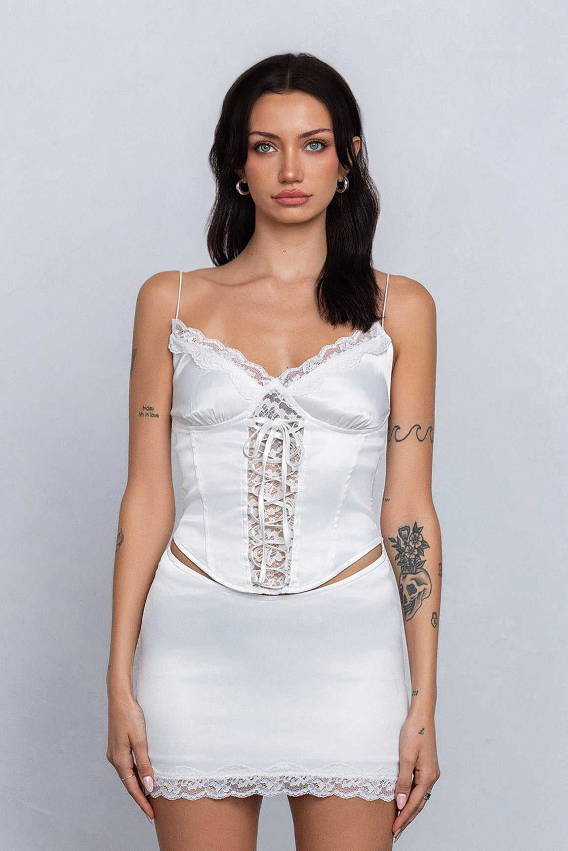 REIA LACE TRIM CAMI - WHITE