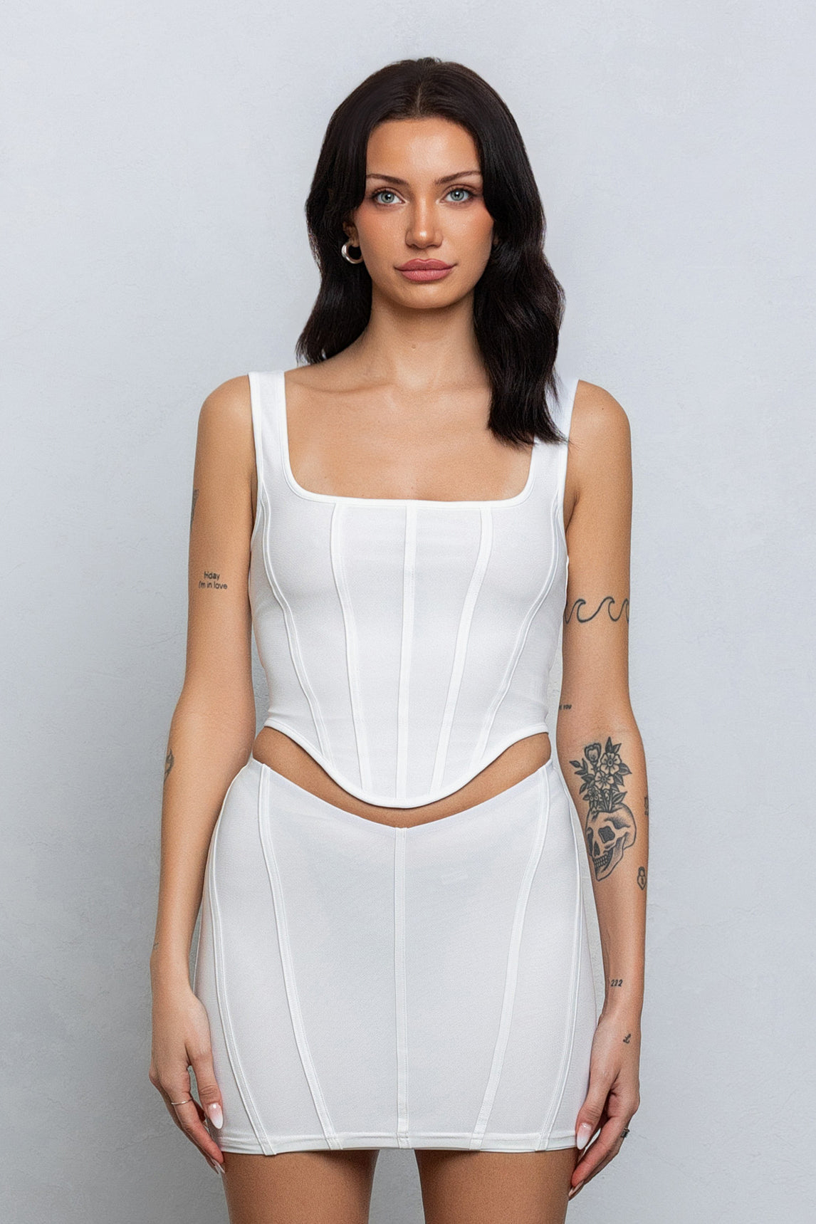 IRIS SLEEVELESS MESH TOP - WHITE