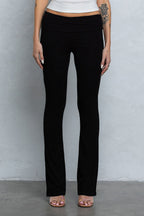 JENNI FOLD OVER FLARE PANTS - BLACK